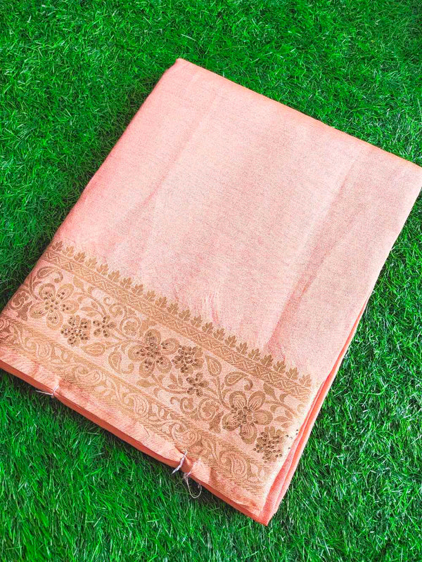 Light Coral Chanderi Silk Saree