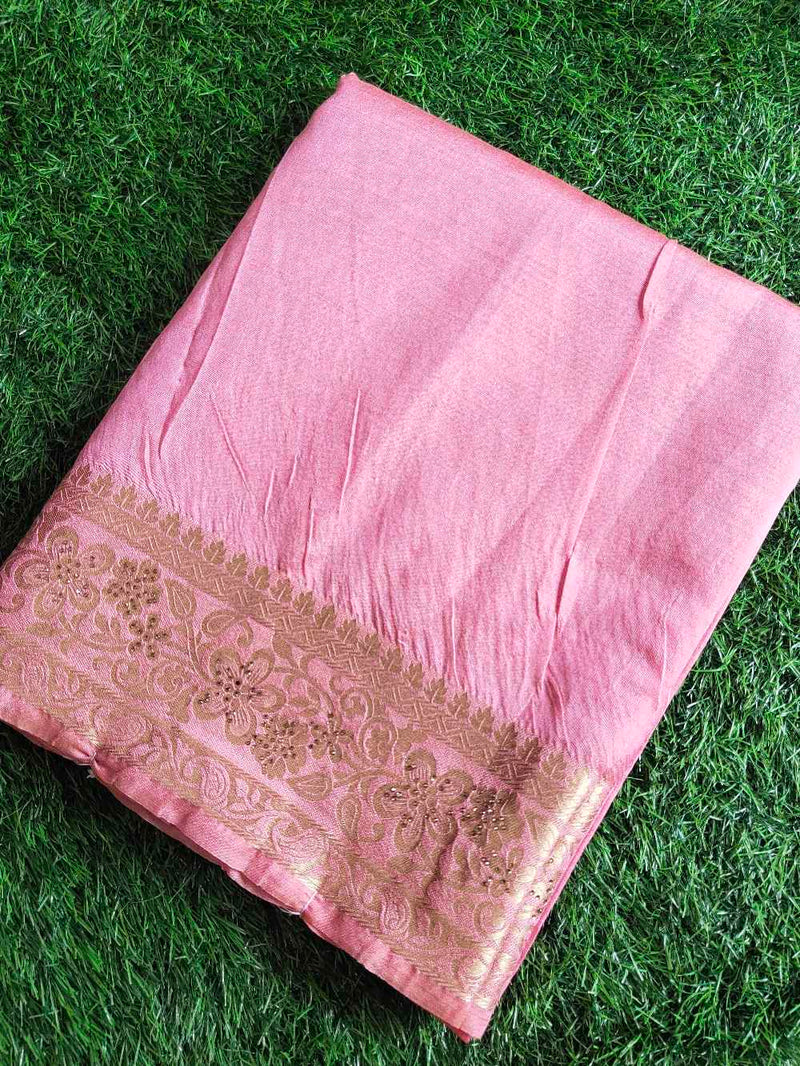 Rose Pink Chanderi Silk Saree