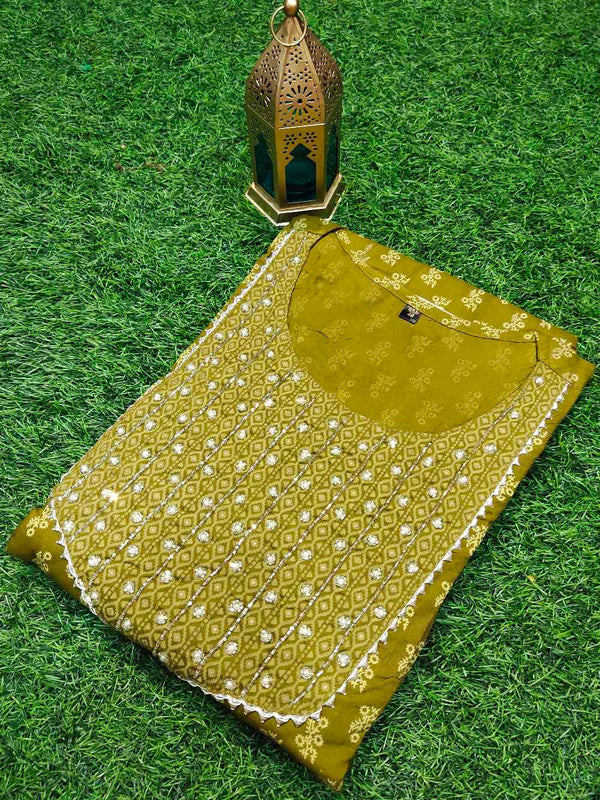 Oilve Green Designed Anarkali Gown