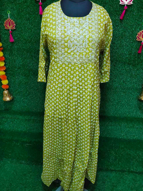 Light Green Designed Anarkali Gown