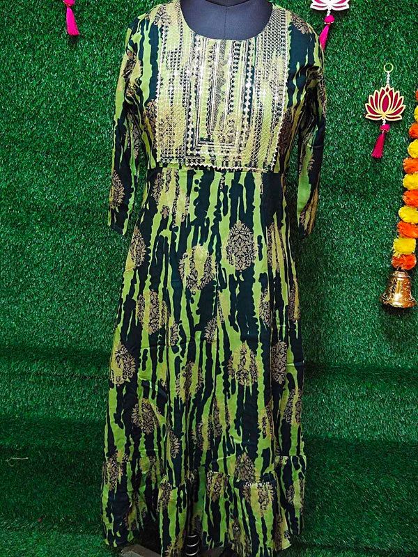Green Designed Anarkali Gown