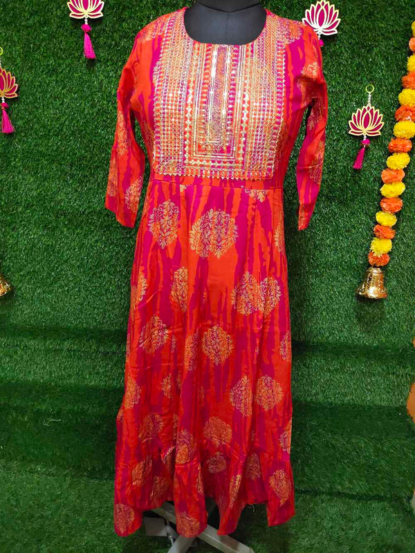 Pink Designed Anarkali Gown