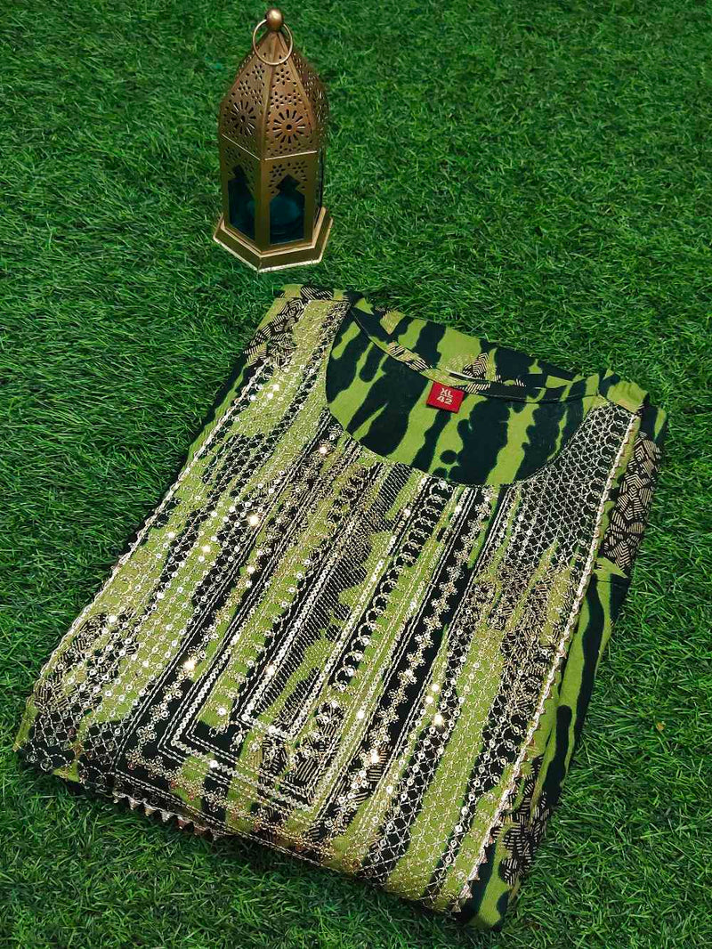 Green Designed Anarkali Gown