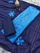 Sky Blue With Navy Blue Salwar Material