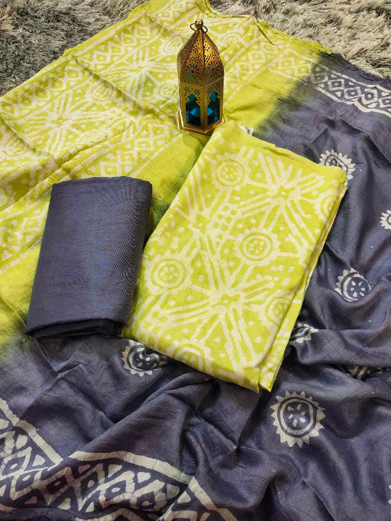 Green With Navy Blue  Salwar Material