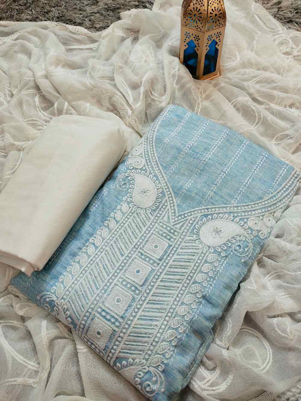 Sky Blue With White Salwar Material