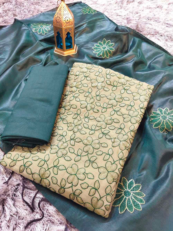 Mint Green With Peacock Green Salwar Material