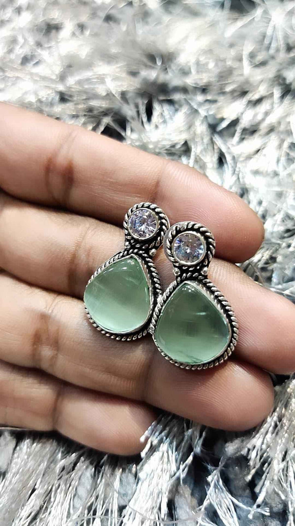 Light Mint Green Stone Studs Earrings
