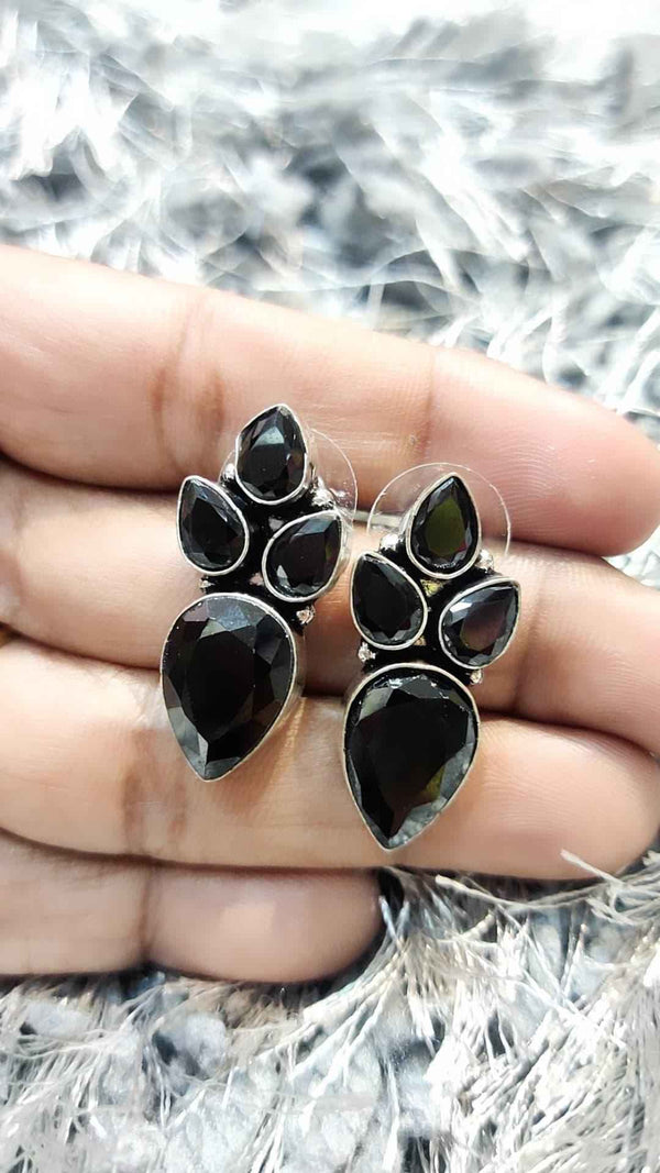 Black Stone Studs Earrings