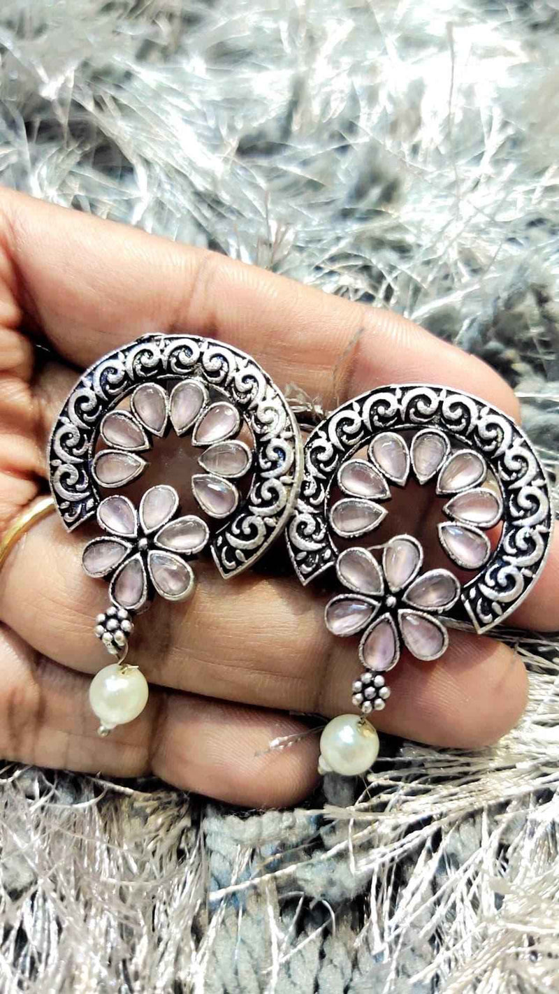 Light Onion Pink  Stone Studs Earrings