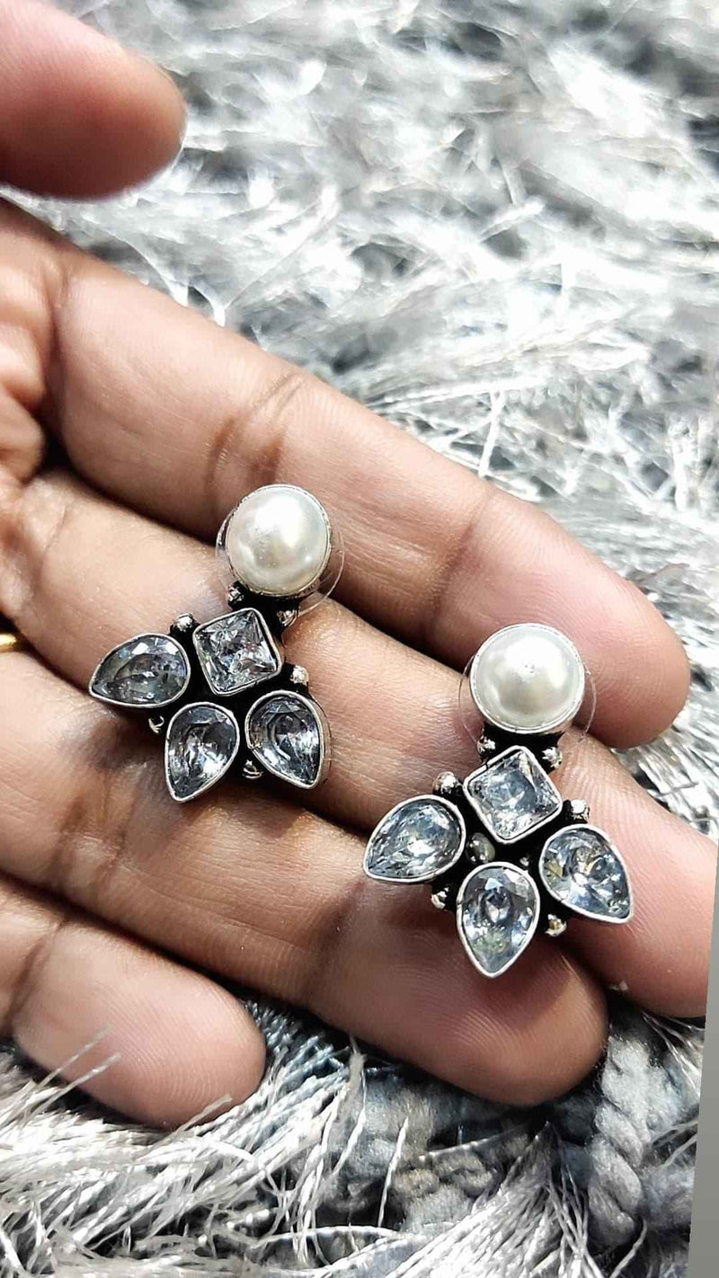 White  Stone Studs Earrings
