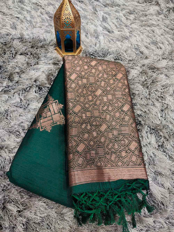 Bottle Green Silk Cotton