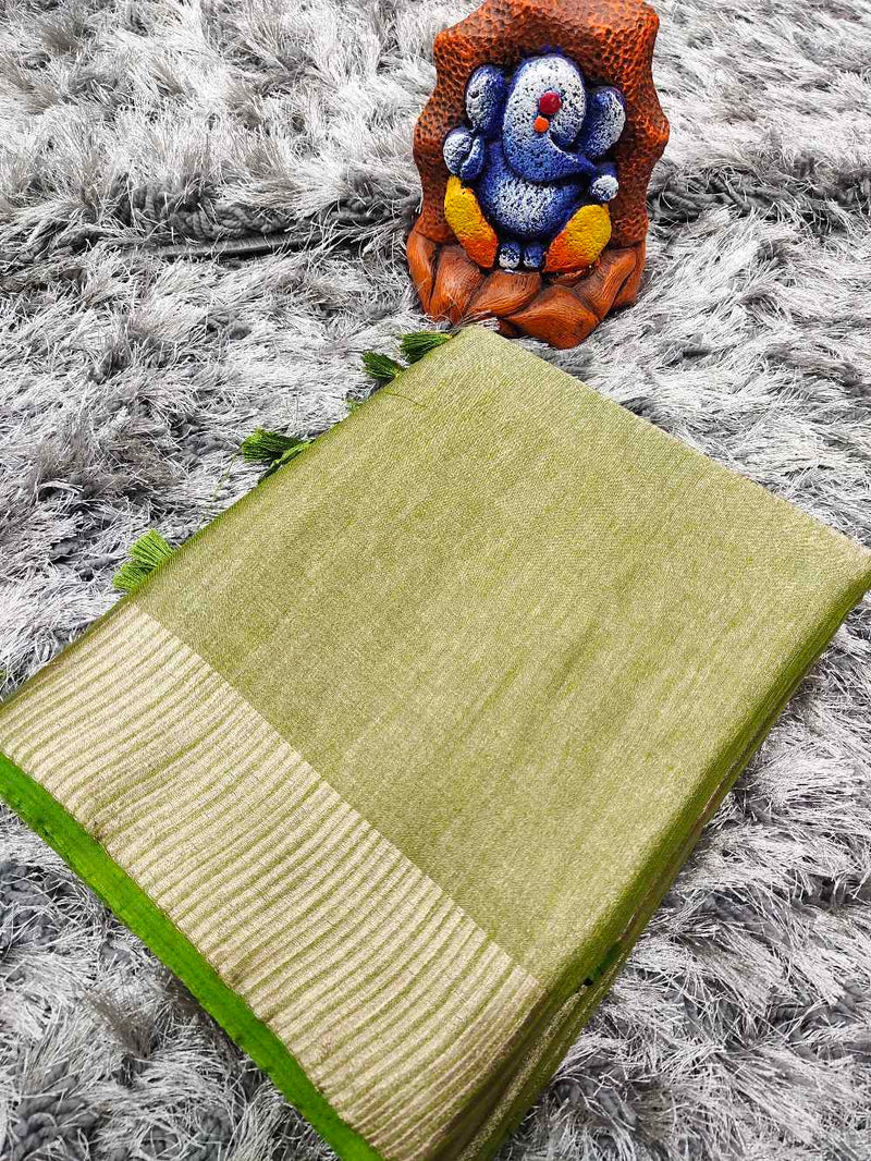 Green Linen tissue saree
