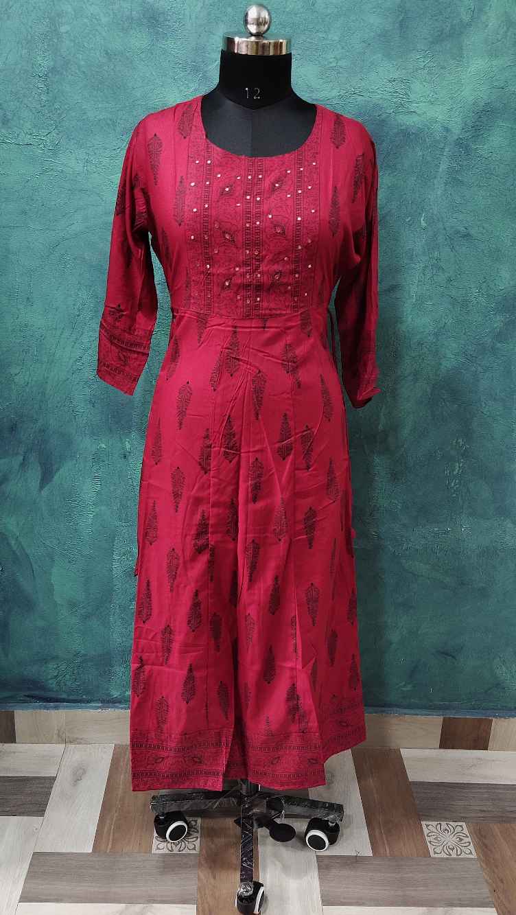 Red Designed Anarkali Gown