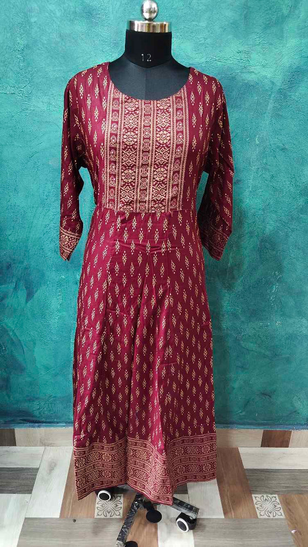 Maroon Designed Anarkali Gown