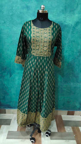 Bottle Green Designed Anarkali Gown
