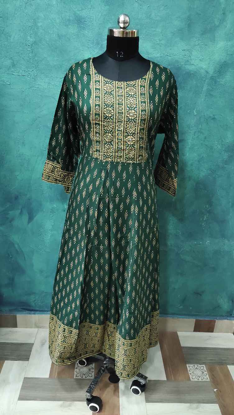 Bottle Green Designed Anarkali Gown