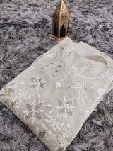 Half White Designed Anarkali Gown