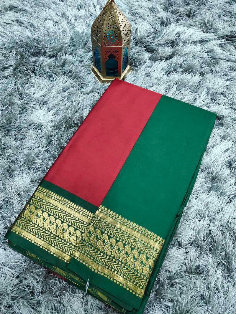 Red With Green Fancy Silk Sarees