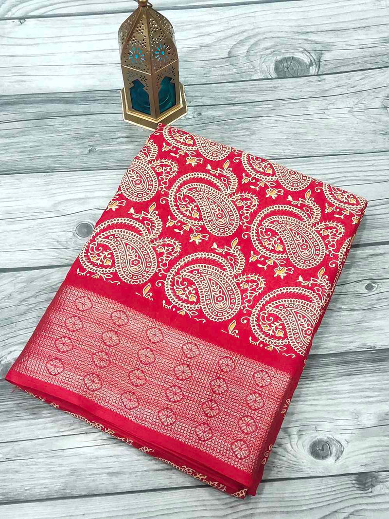 Red Dola Silk saree