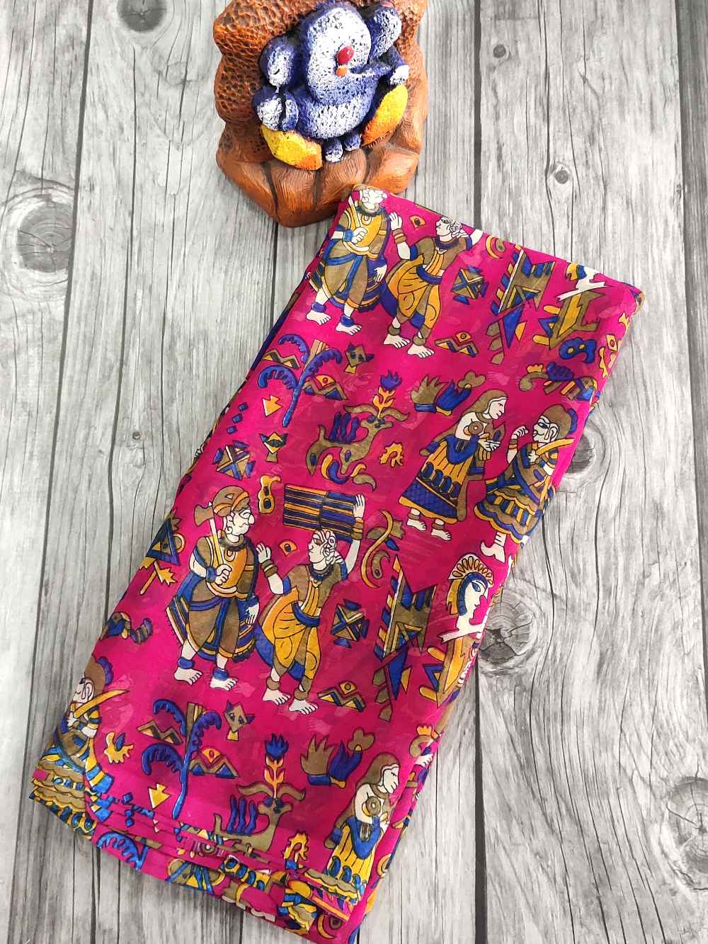 Pink Kalamkari Georgette Saree