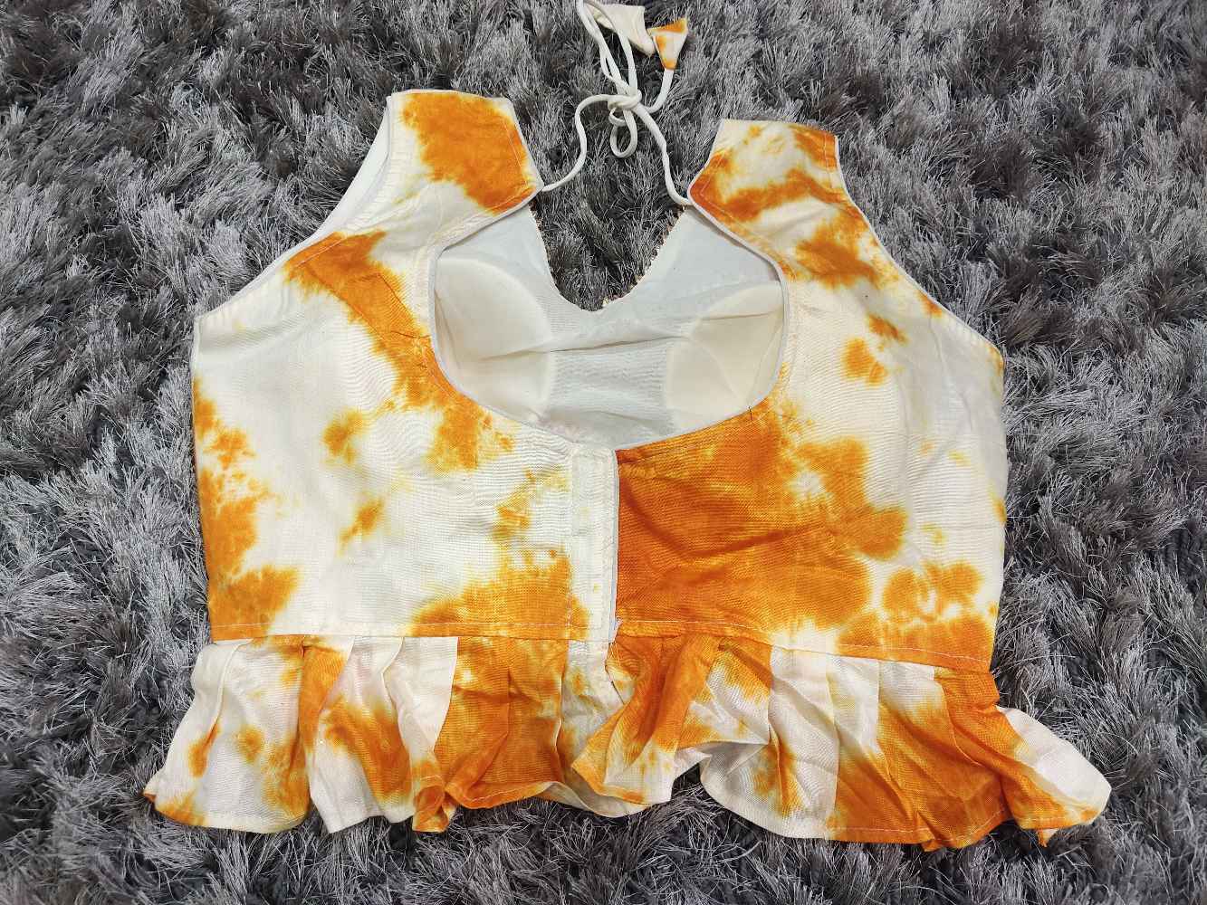 White With Orange Designer blouse