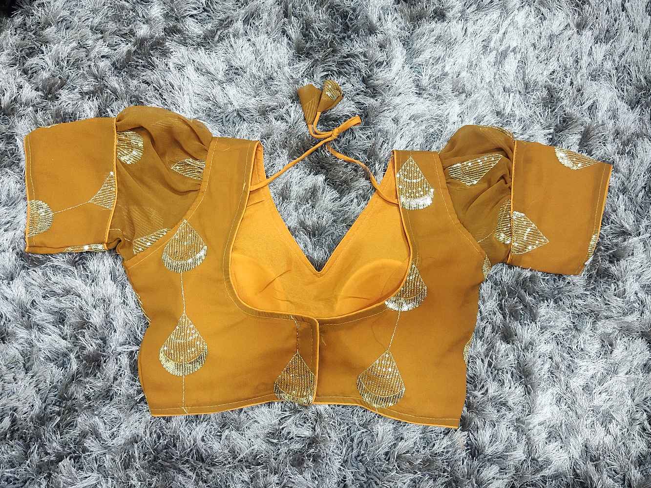 Mustard Yellow Designer Georgette blouse