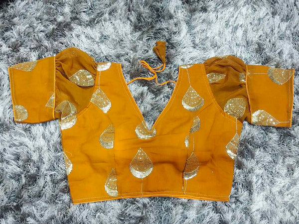 Mustard Yellow Designer Georgette blouse