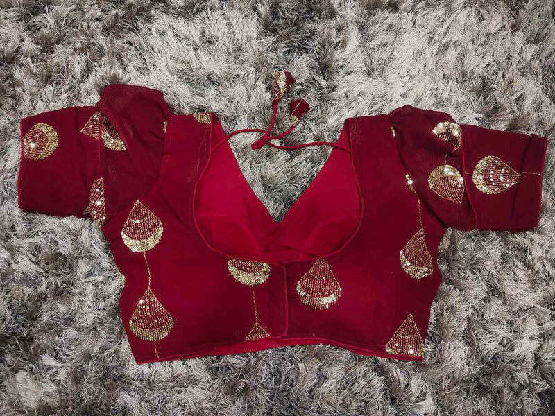 Maroon Designer Georgette blouse