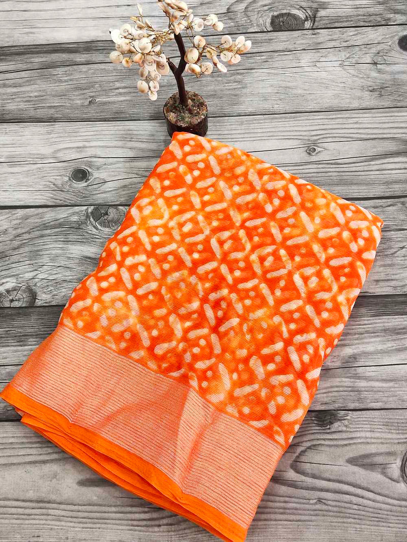 Orange Chiffon Saree