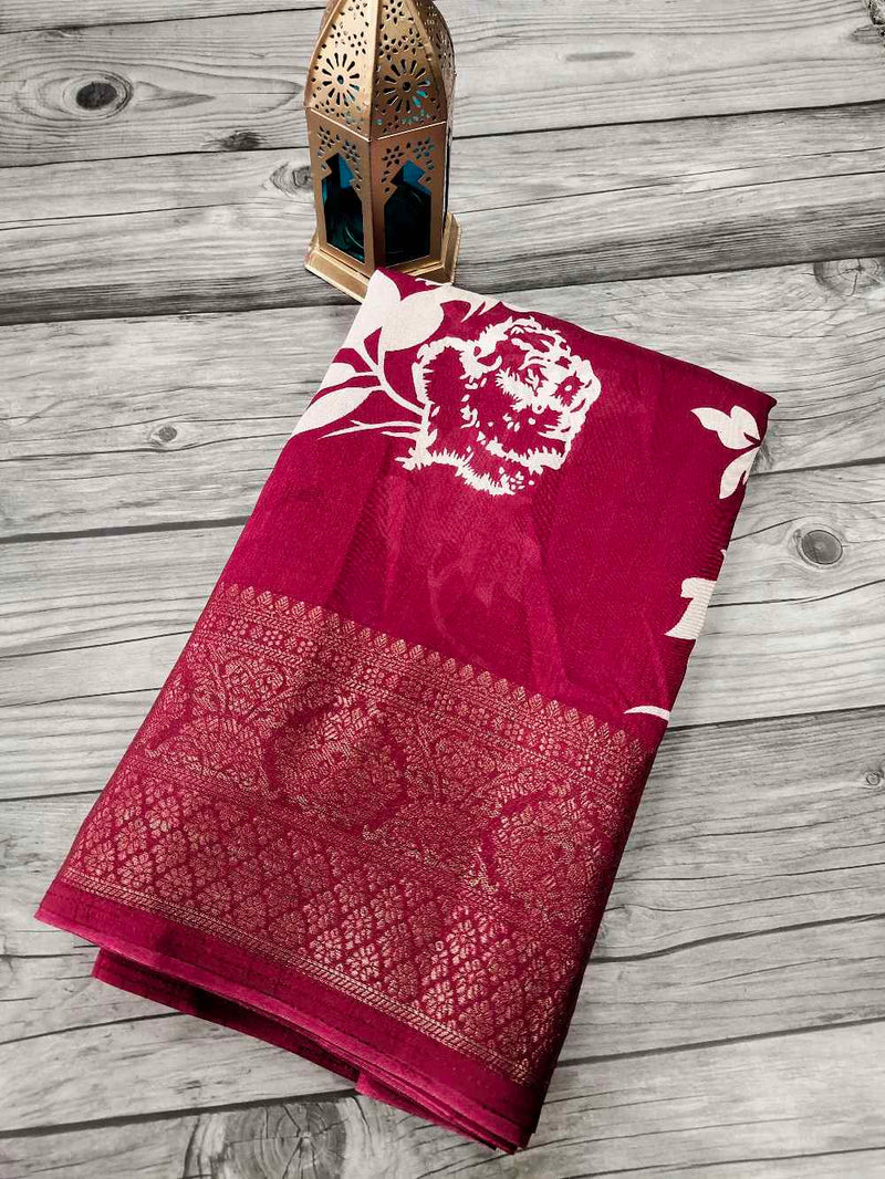 Wine Binni Crepe Silk saree