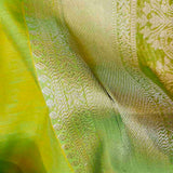 Yellow With Green Kora Cotton Saree