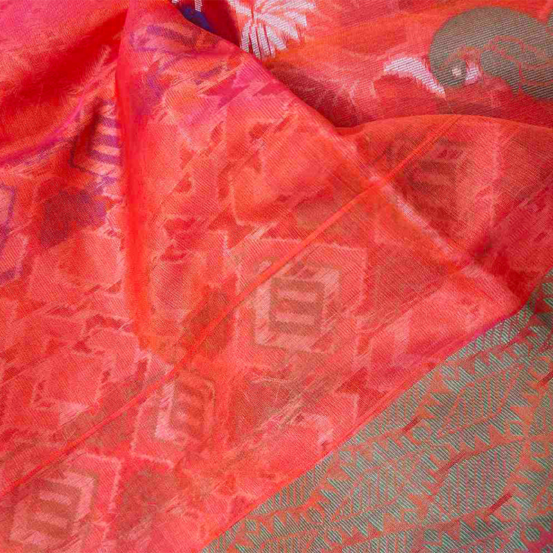 Pink Kora Cotton Saree